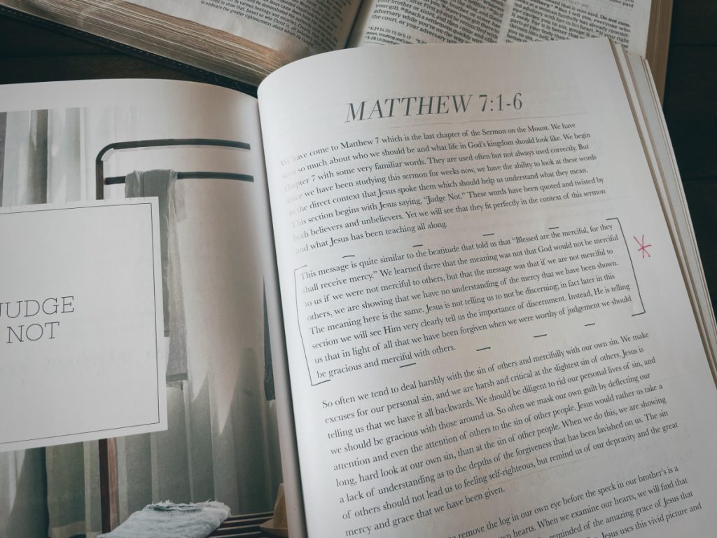 photo of a Bible Study on the Sermon on the Mount Matthew 7 by the Daily Grace Co